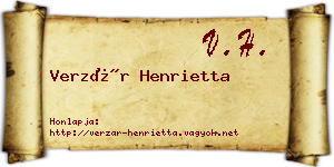 Verzár Henrietta névjegykártya